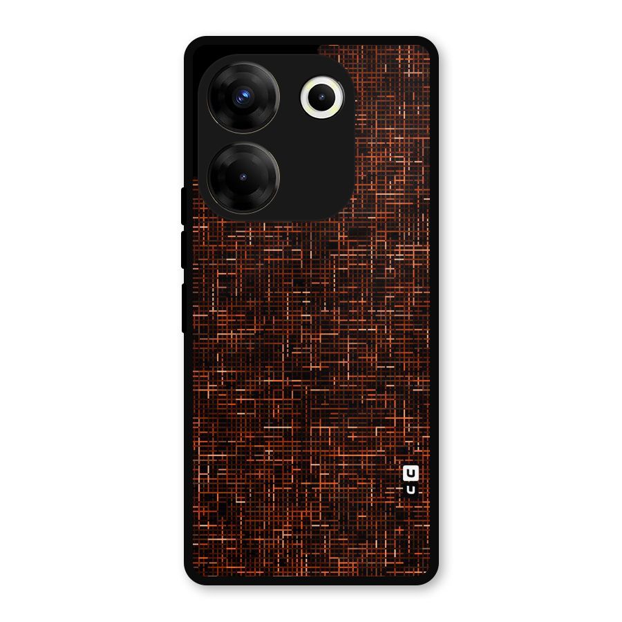 Criss Cross Brownred Pattern Metal Back Case for Tecno Camon 20