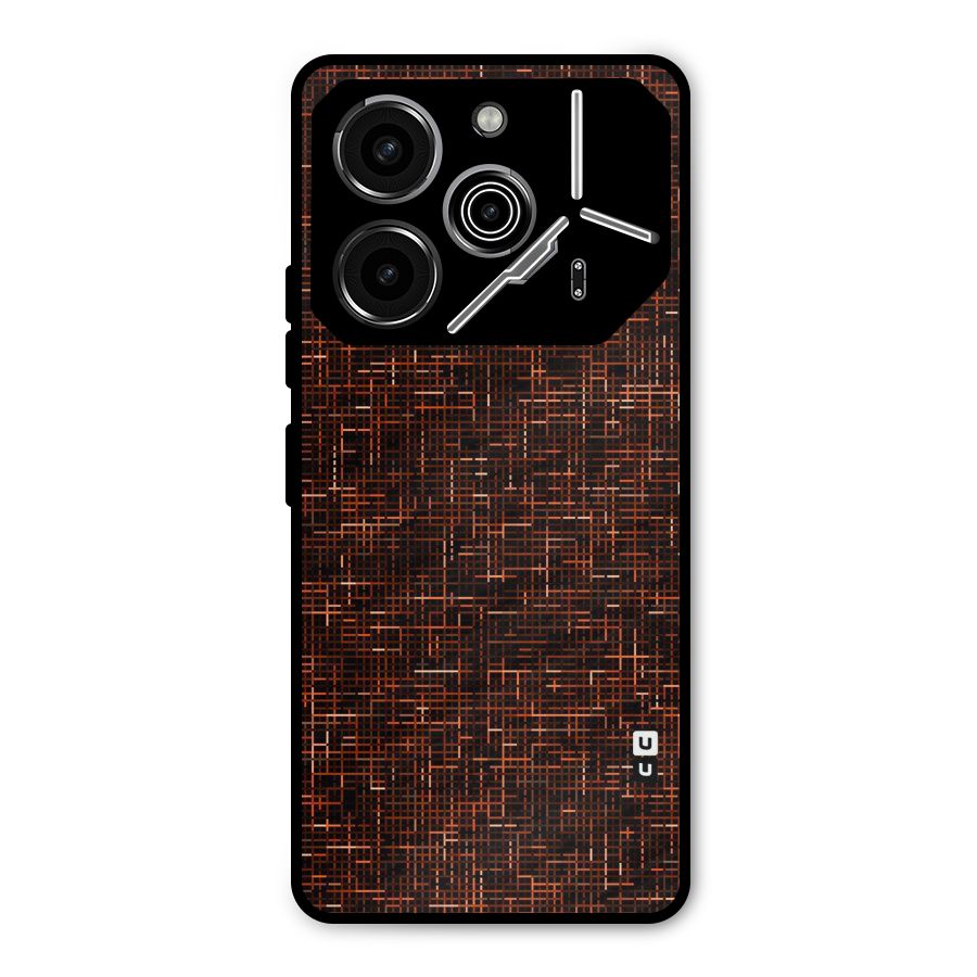 Criss Cross Brownred Pattern Metal Back Case for Tecno Pova 6 Pro