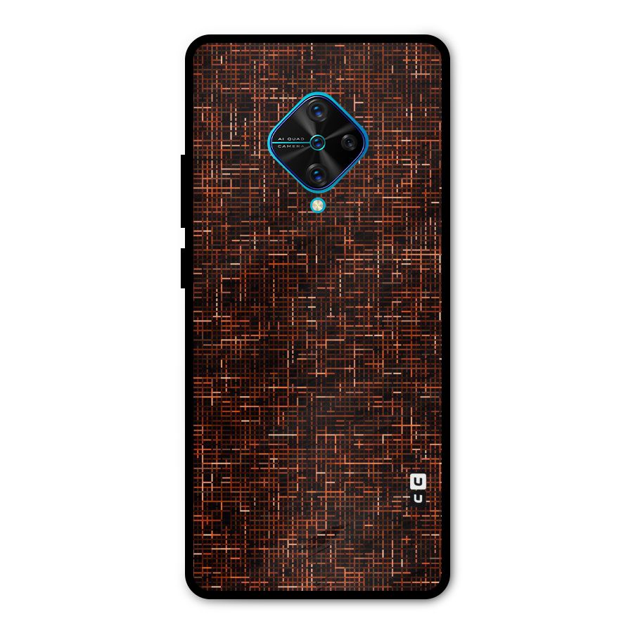 Criss Cross Brownred Pattern Metal Back Case for Vivo S1 Pro