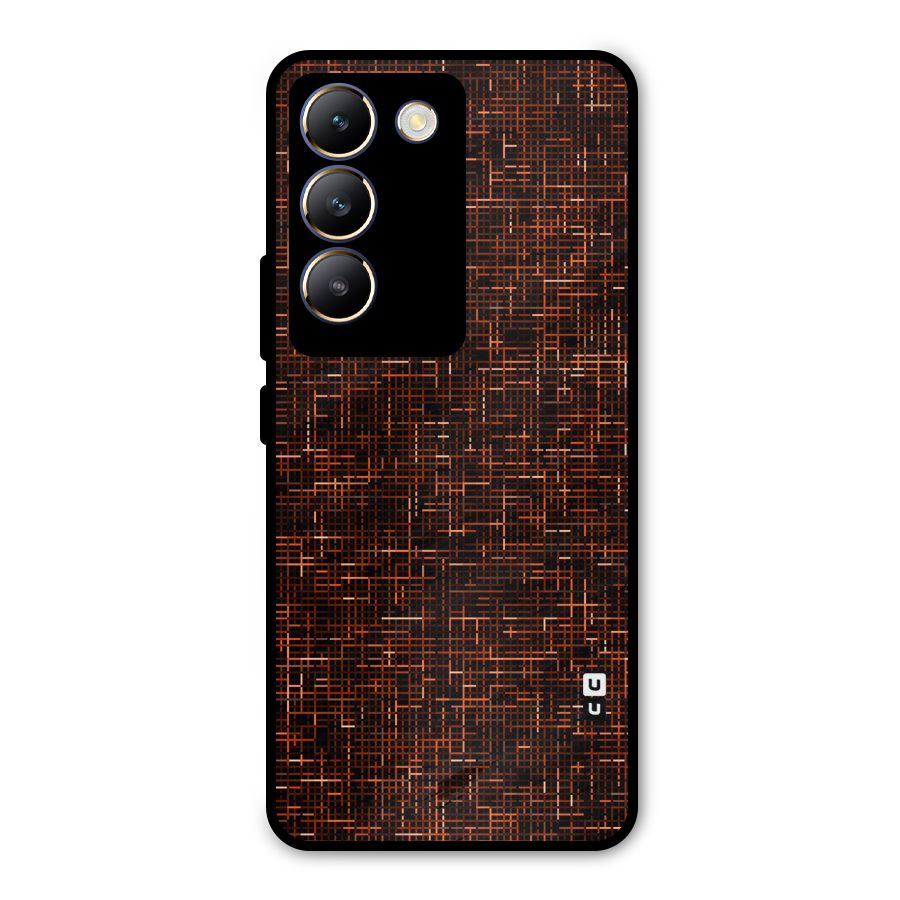 Criss Cross Brownred Pattern Metal Back Case for Vivo T3 5G