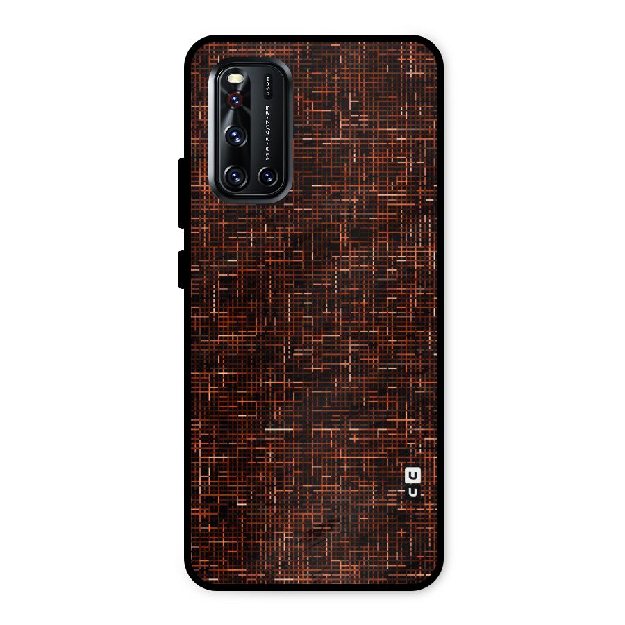 Criss Cross Brownred Pattern Metal Back Case for Vivo V19