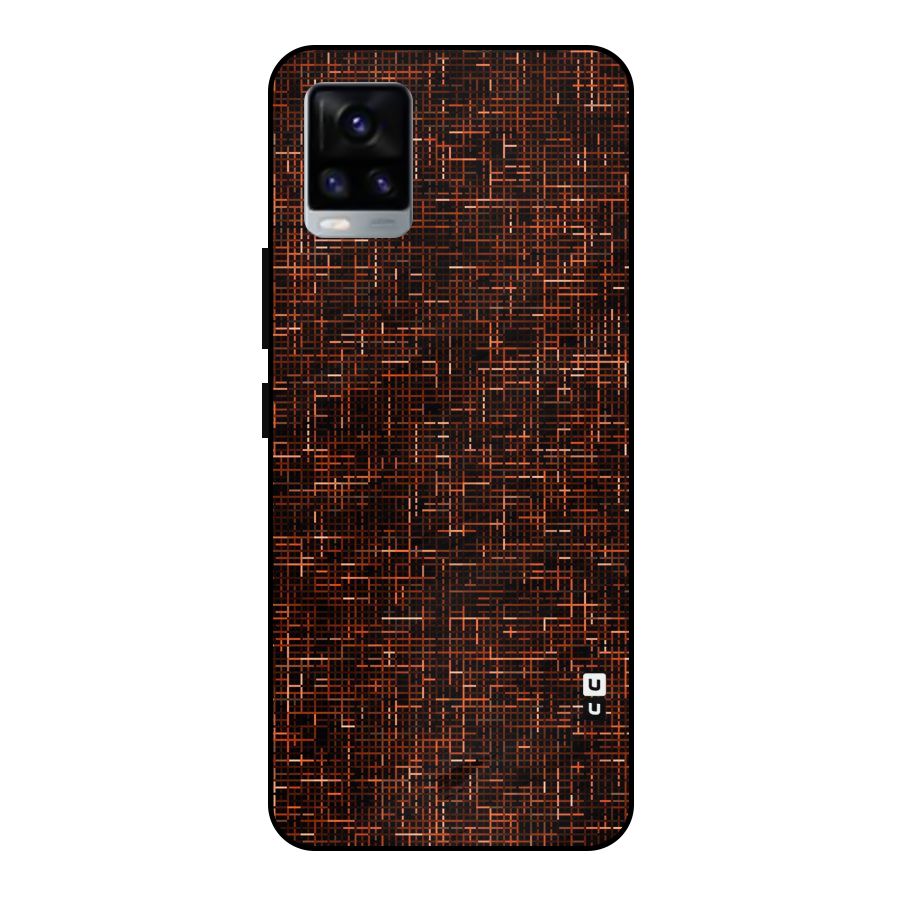 Criss Cross Brownred Pattern Metal Back Case for Vivo V20 2021