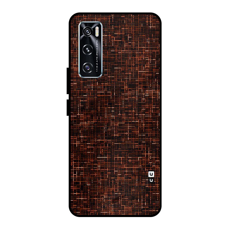 Criss Cross Brownred Pattern Metal Back Case for Vivo V20 SE