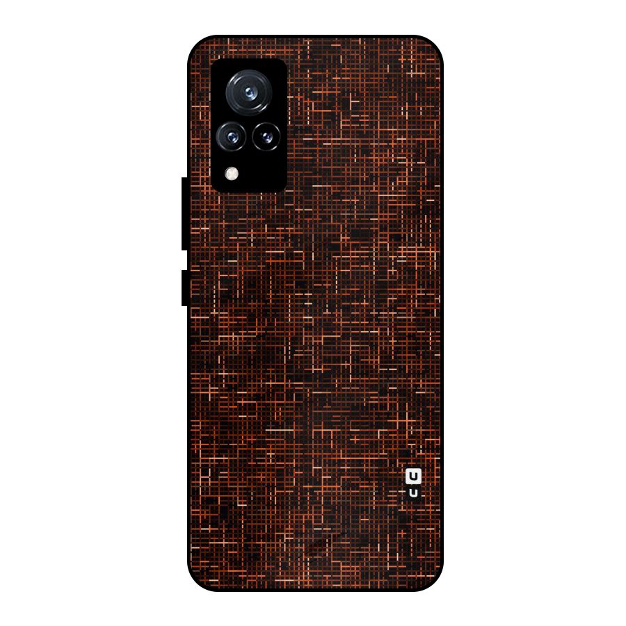 Criss Cross Brownred Pattern Metal Back Case for Vivo V21 5G