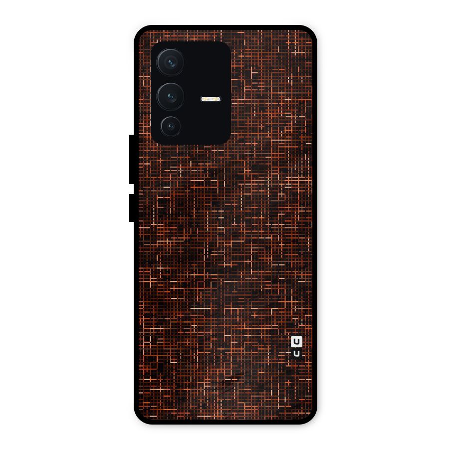 Criss Cross Brownred Pattern Metal Back Case for Vivo V23 5G