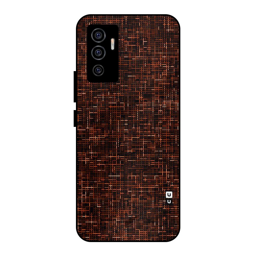Criss Cross Brownred Pattern Metal Back Case for Vivo V23e