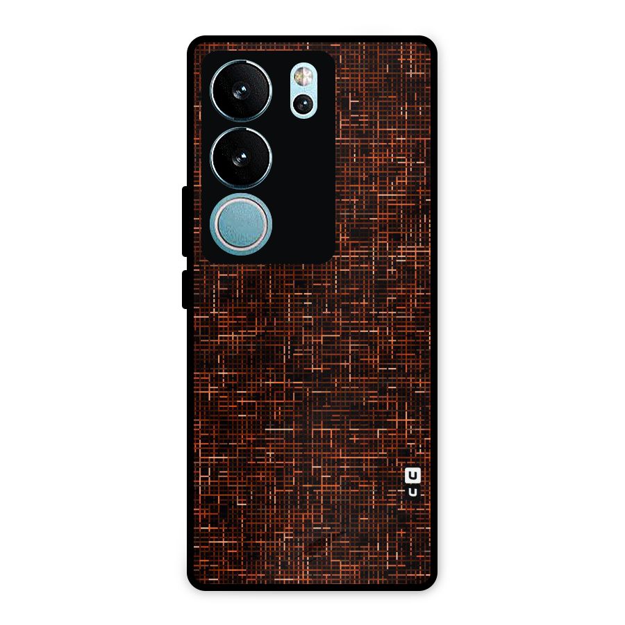 Criss Cross Brownred Pattern Metal Back Case for Vivo V29 Pro