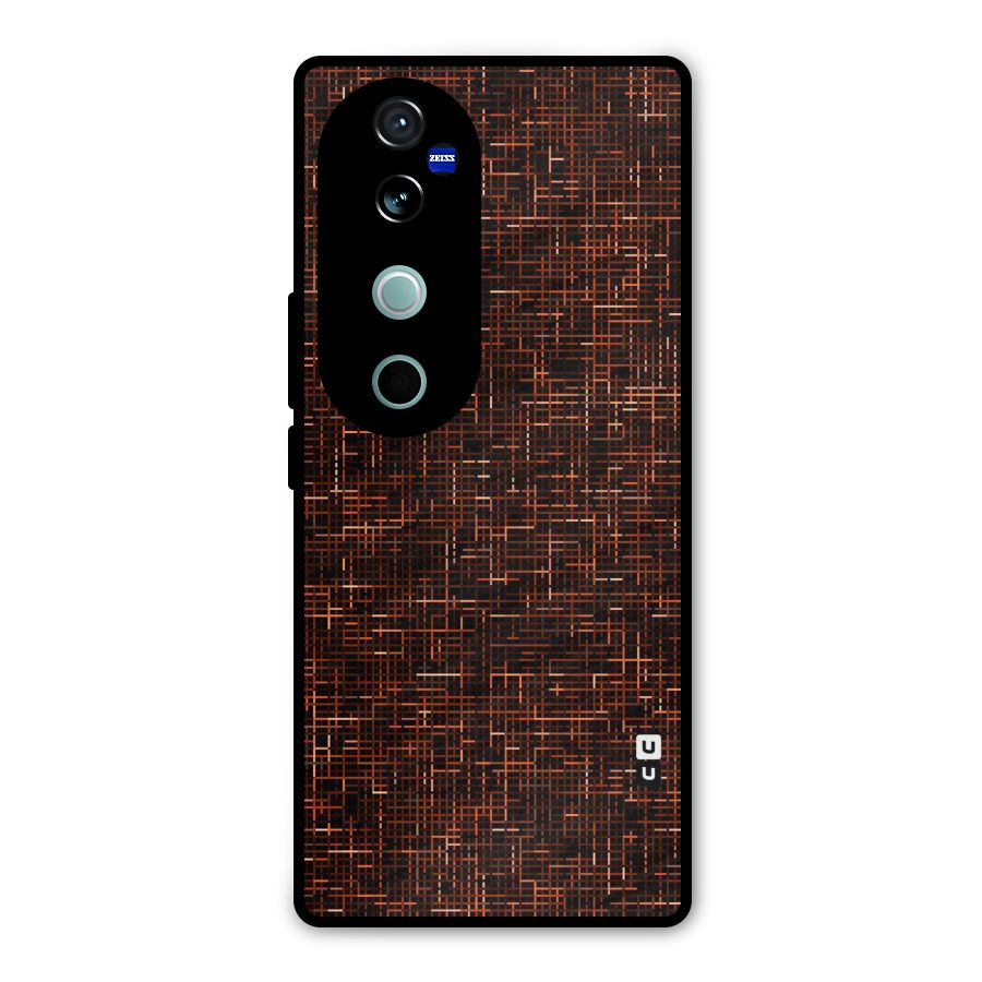 Criss Cross Brownred Pattern Metal Back Case for Vivo V40