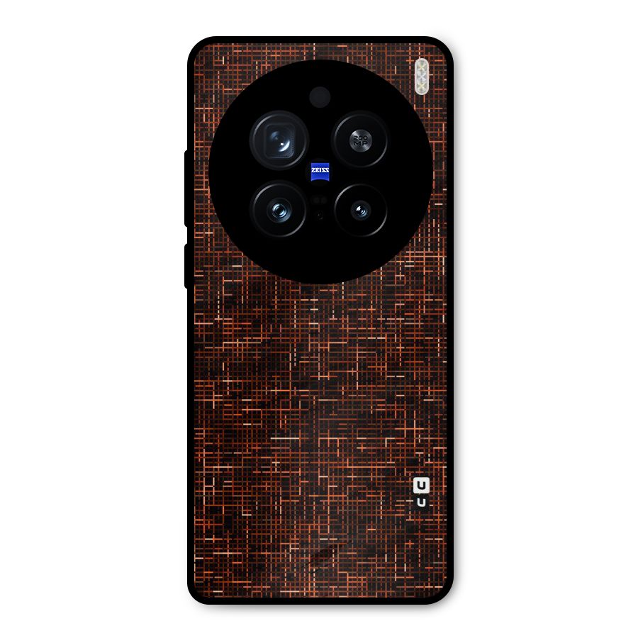 Criss Cross Brownred Pattern Metal Back Case for Vivo X200 Pro