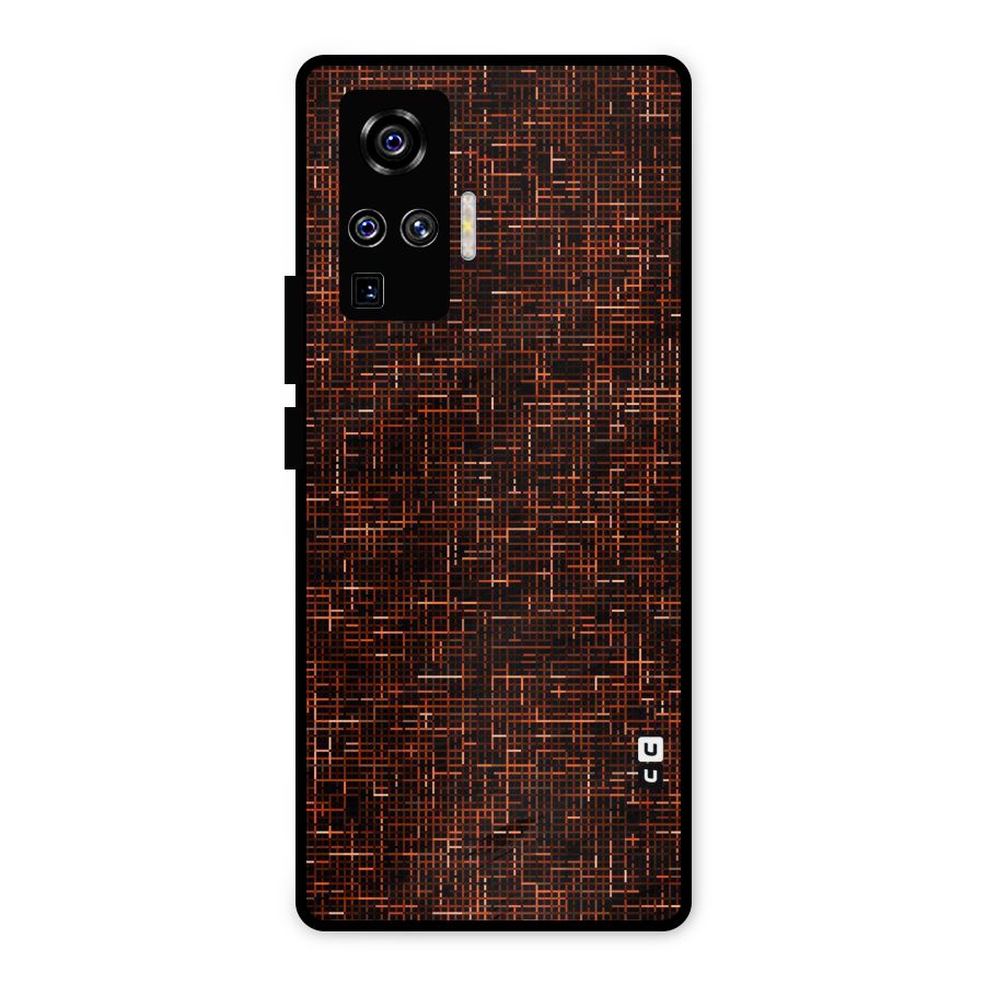 Criss Cross Brownred Pattern Metal Back Case for Vivo X50 Pro