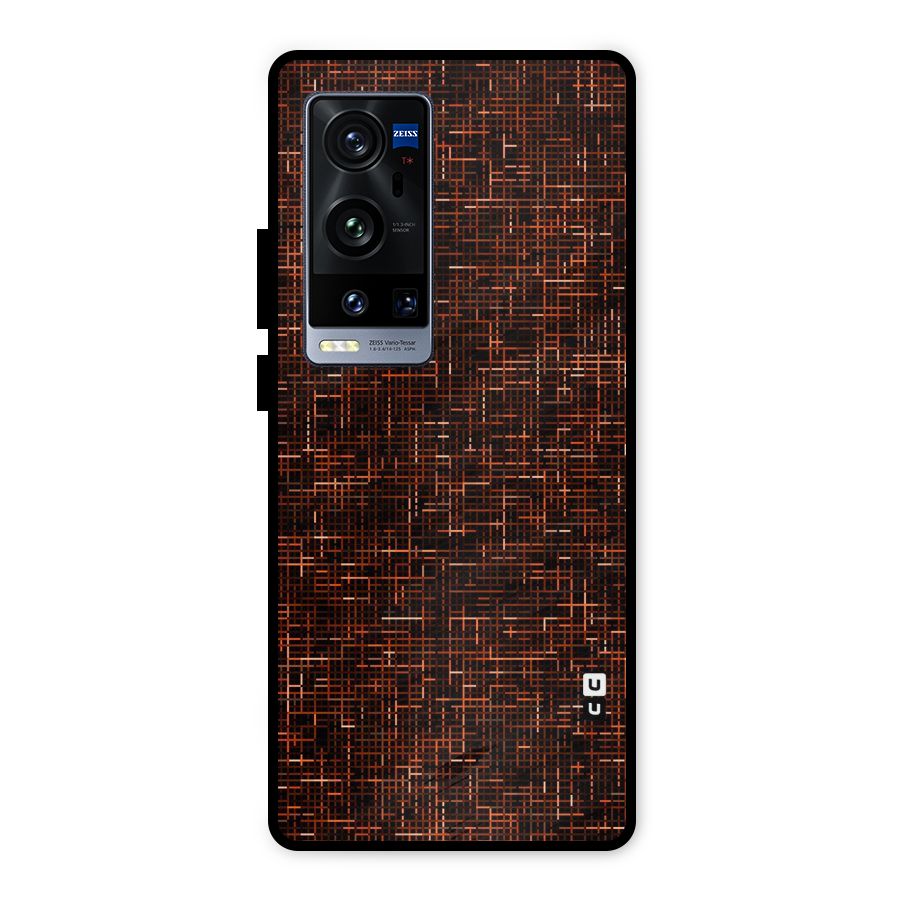 Criss Cross Brownred Pattern Metal Back Case for Vivo X60 Pro Plus