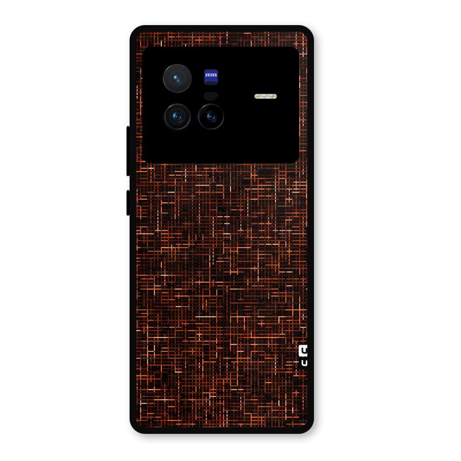 Criss Cross Brownred Pattern Metal Back Case for Vivo X80