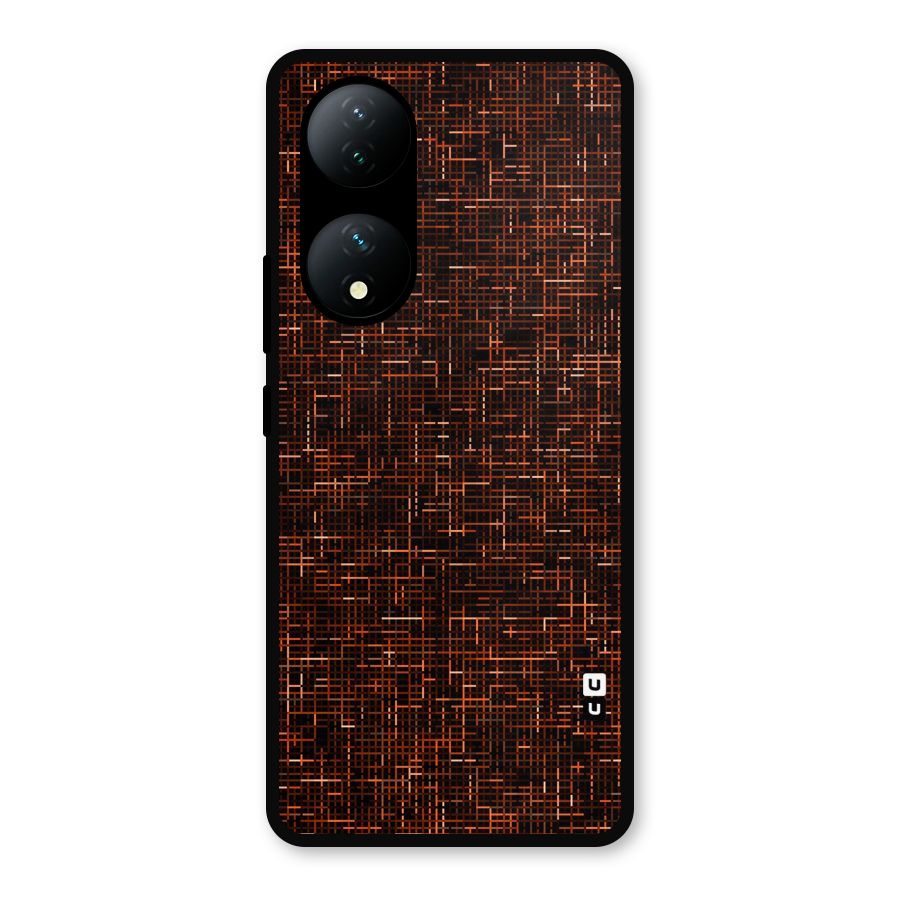 Criss Cross Brownred Pattern Metal Back Case for Vivo Y100a