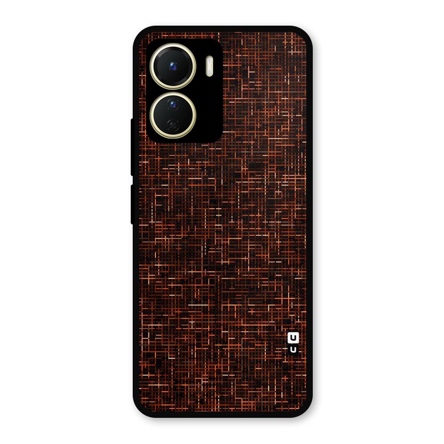 Criss Cross Brownred Pattern Metal Back Case for Vivo Y16