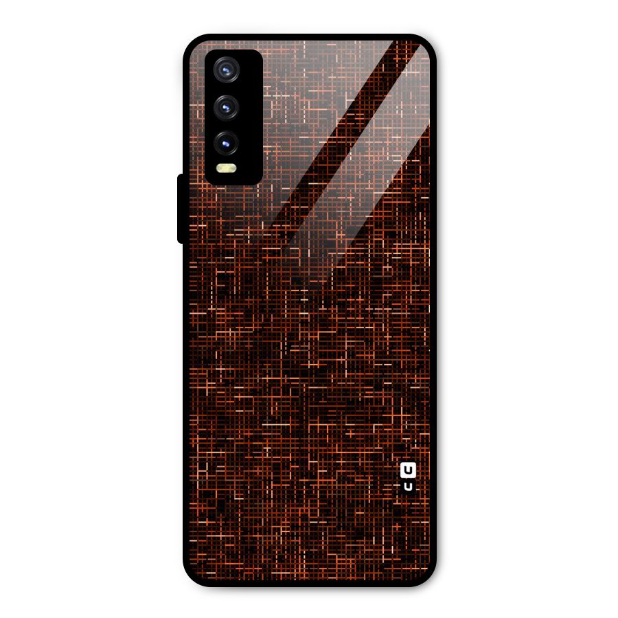 Criss Cross Brownred Pattern Metal Back Case for Vivo Y20i