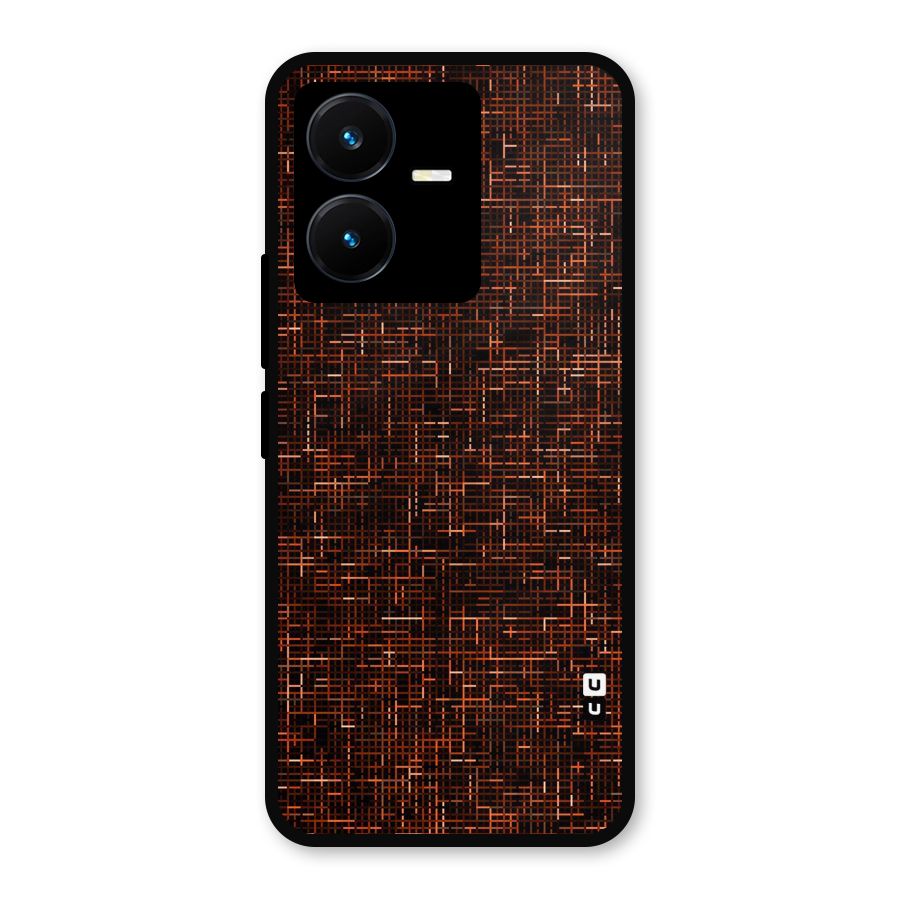Criss Cross Brownred Pattern Metal Back Case for Vivo Y22