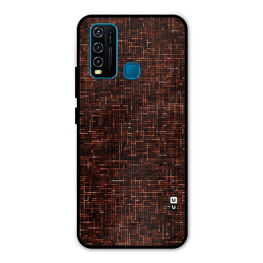 Criss Cross Brownred Pattern Metal Back Case for Vivo Y30