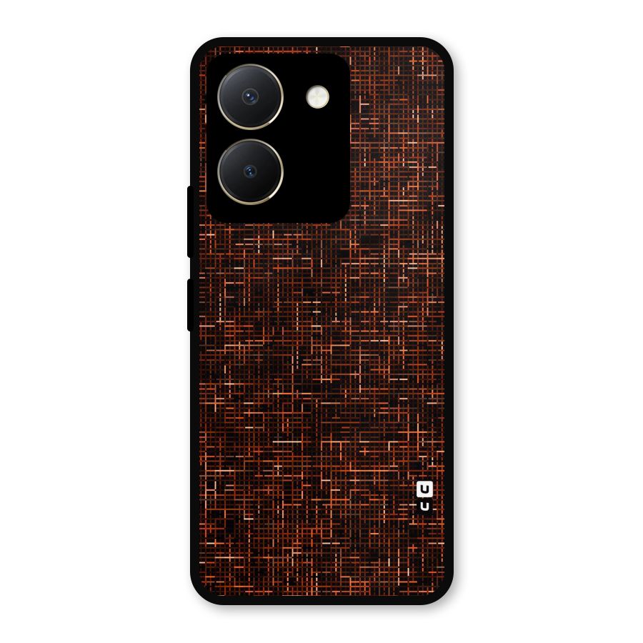 Criss Cross Brownred Pattern Metal Back Case for Vivo Y36