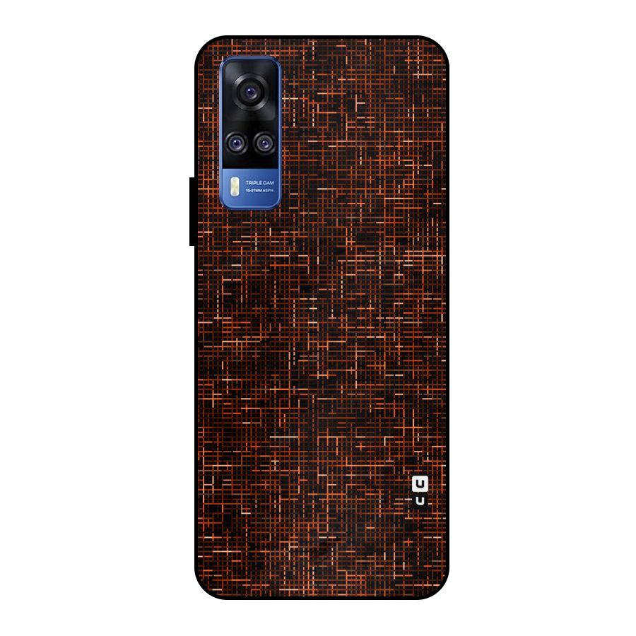 Criss Cross Brownred Pattern Metal Back Case for Vivo Y51