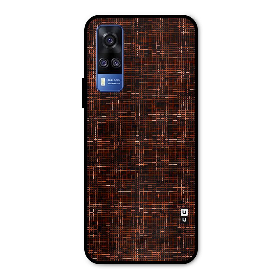 Criss Cross Brownred Pattern Metal Back Case for Vivo Y51A