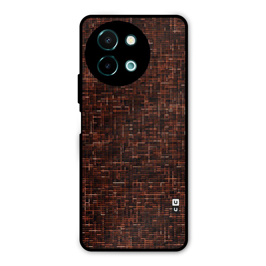Criss Cross Brownred Pattern Metal Back Case for Vivo Y58