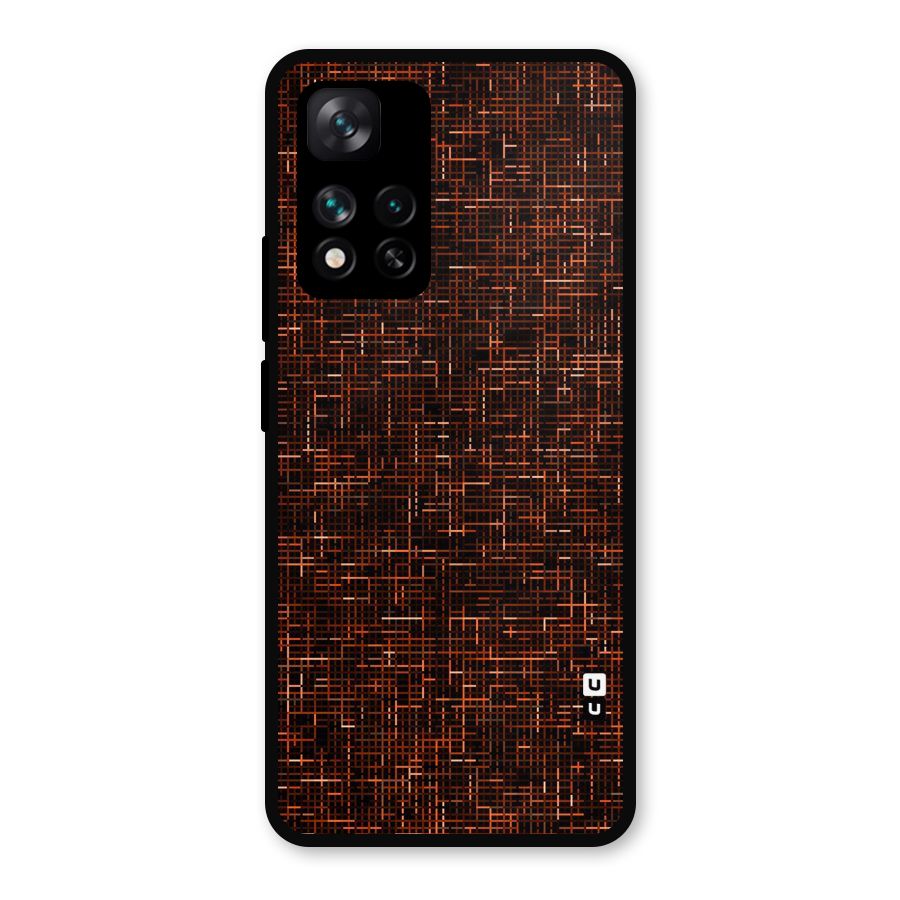 Criss Cross Brownred Pattern Metal Back Case for Xiaomi 11i Hypercharge 5G