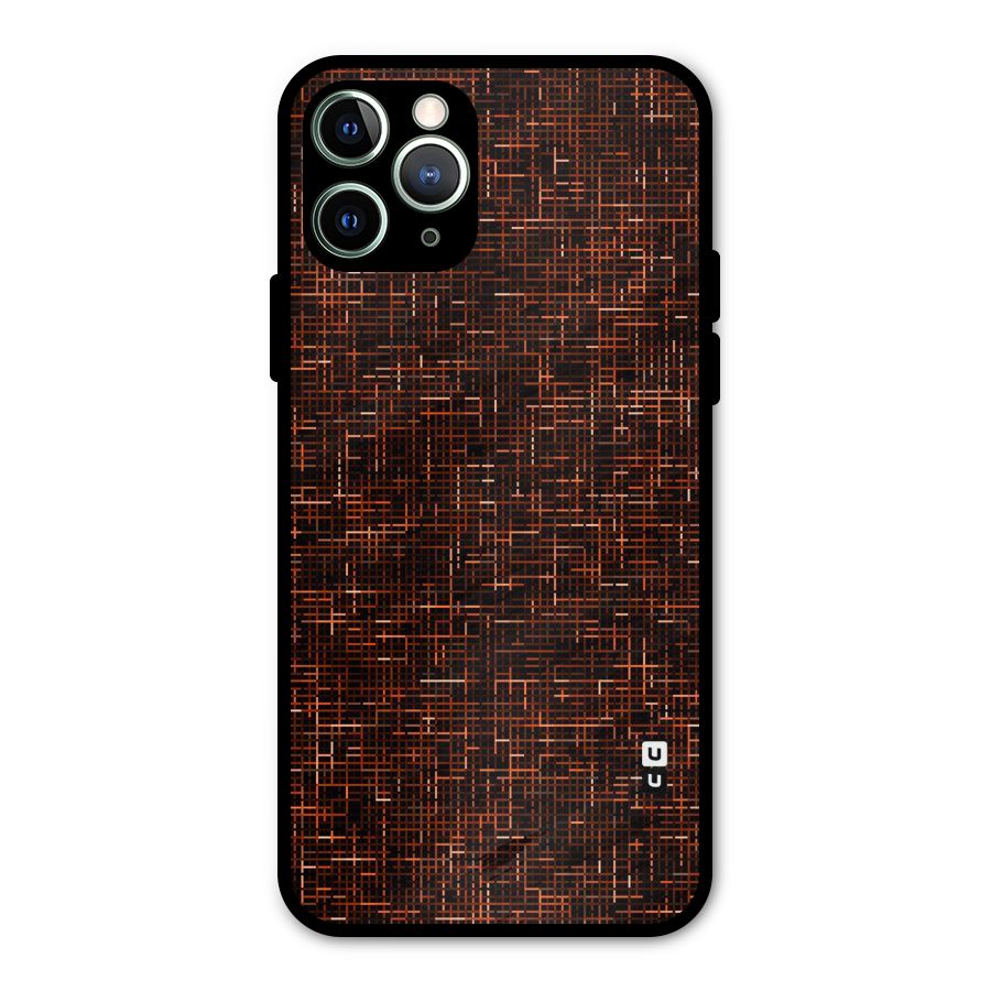 Criss Cross Brownred Pattern Metal Back Case for iPhone 11 Pro Max