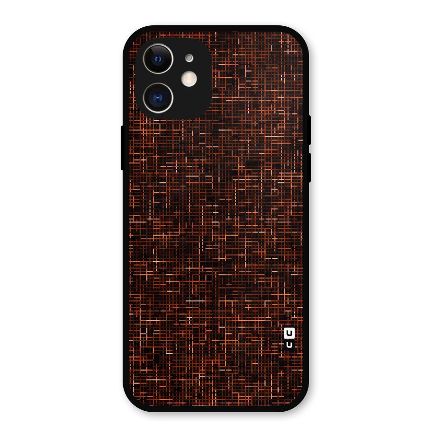 Criss Cross Brownred Pattern Metal Back Case for iPhone 12