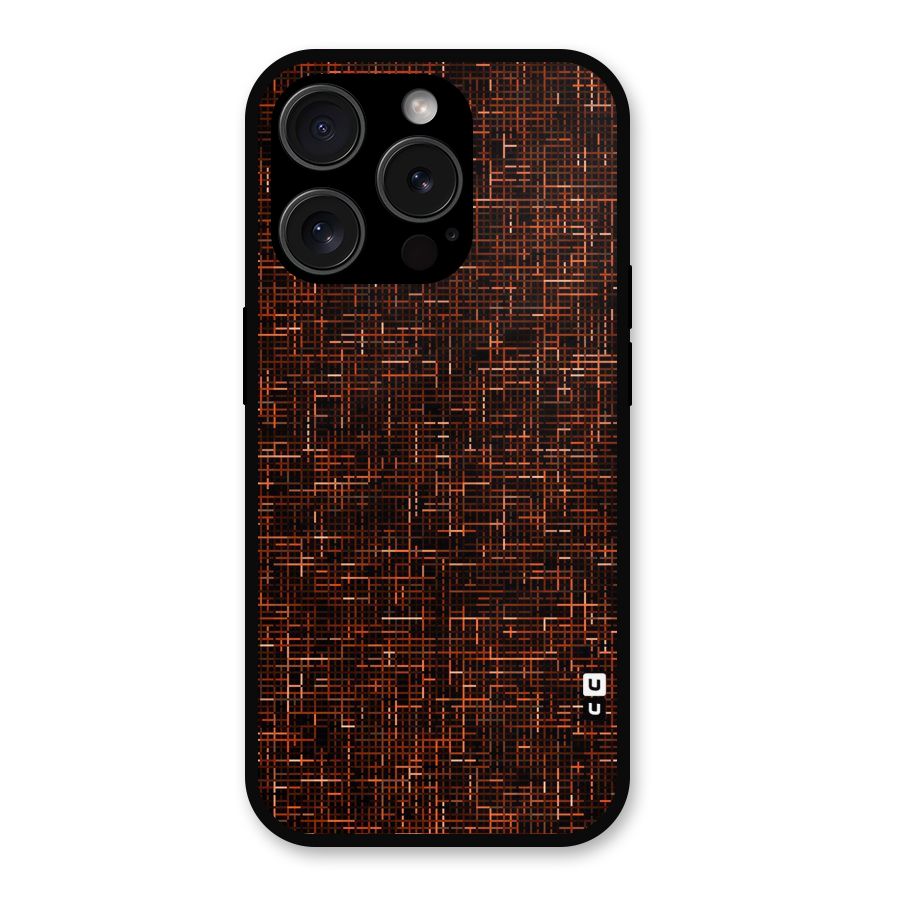 Criss Cross Brownred Pattern Metal Back Case for iPhone 15 Pro