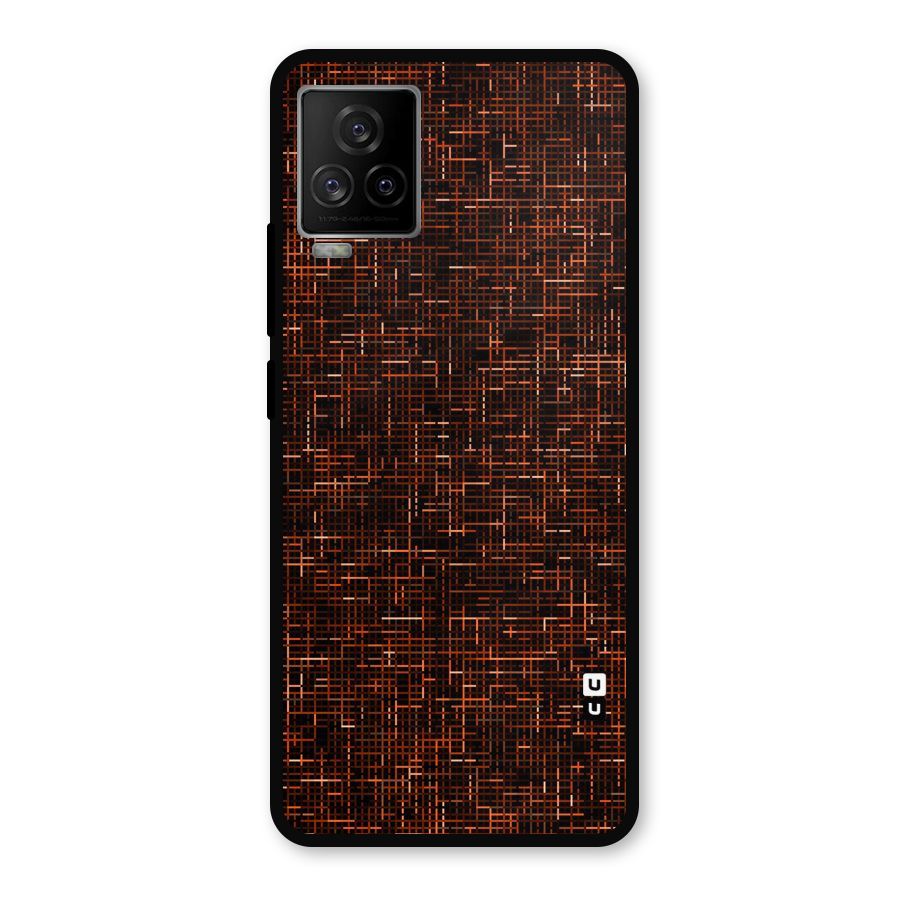 Criss Cross Brownred Pattern Metal Back Case for iQOO 7 Legend 5G