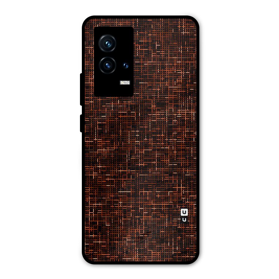 Criss Cross Brownred Pattern Metal Back Case for iQOO 9 5G