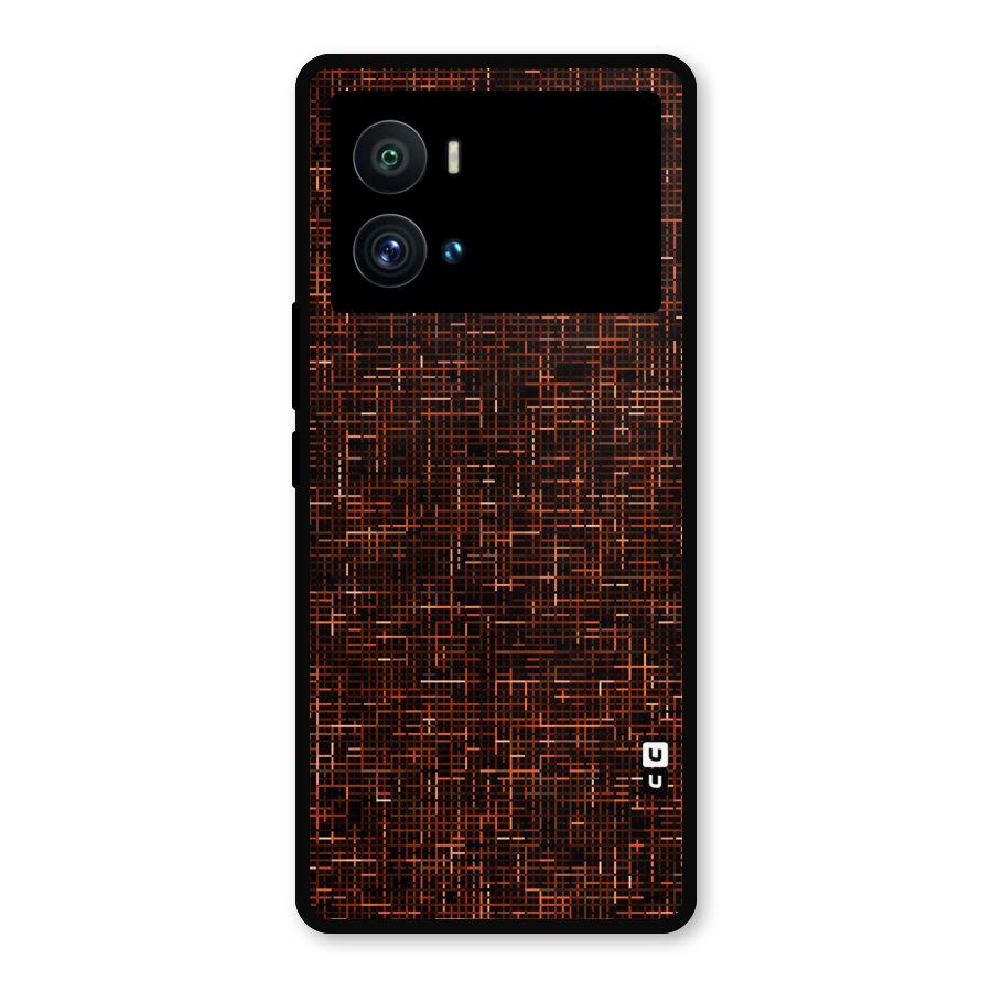 Criss Cross Brownred Pattern Metal Back Case for iQOO 9 Pro
