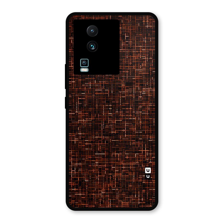 Criss Cross Brownred Pattern Metal Back Case for iQOO Neo 7 Pro