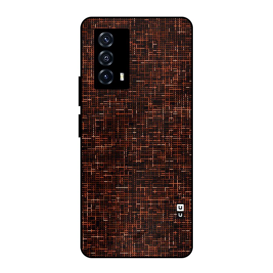 Criss Cross Brownred Pattern Metal Back Case for iQOO Z5