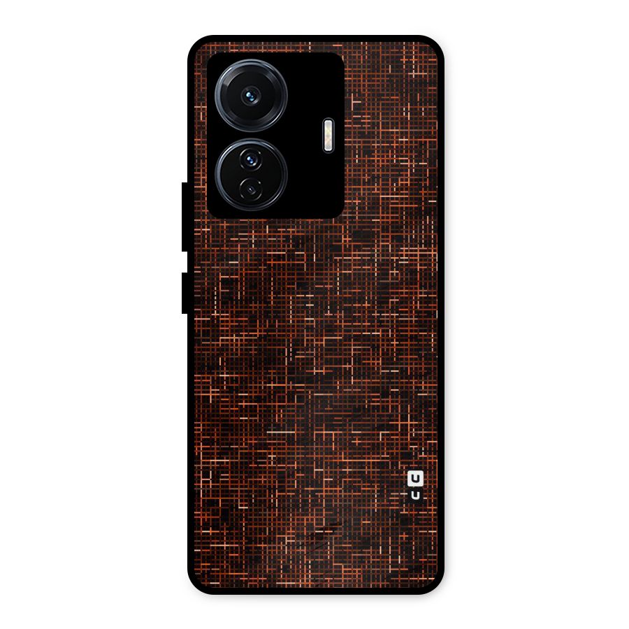 Criss Cross Brownred Pattern Metal Back Case for iQOO Z6