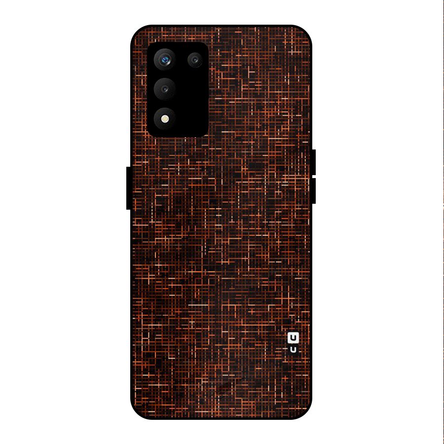 Criss Cross Brownred Pattern Metal Back Case for realme 9 5G SE