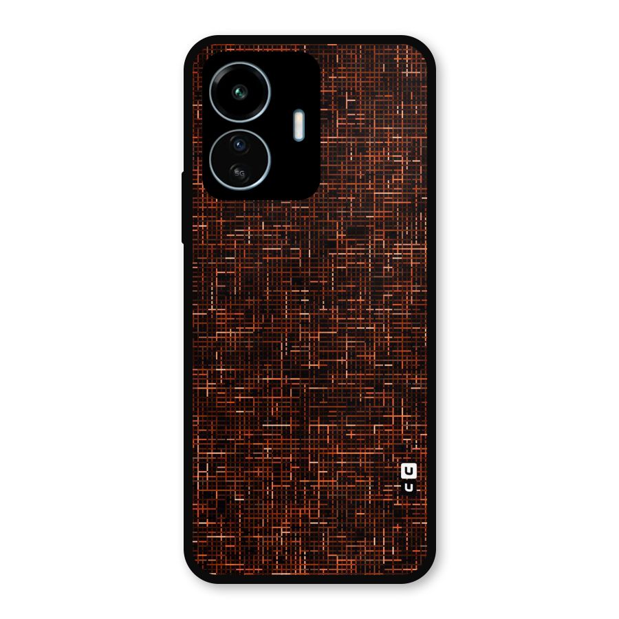 Criss Cross Brownred Pattern Metal Back Case for vivo iQOO Z6 Lite 5G