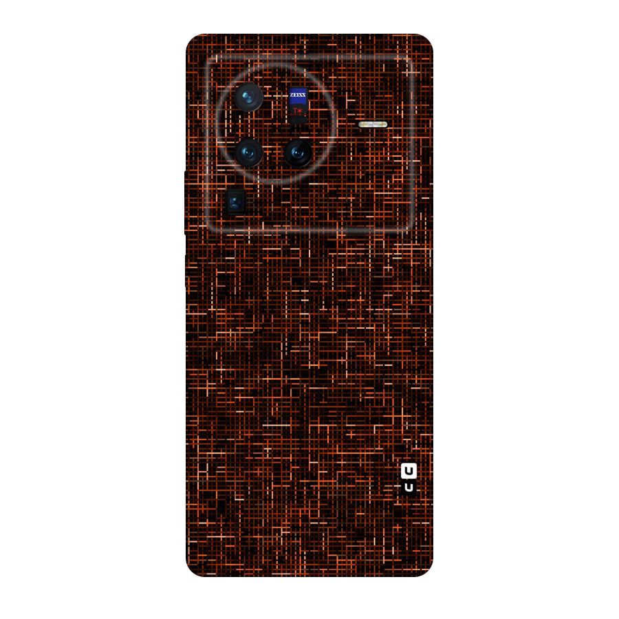 Criss Cross Brownred Pattern Original Polycarbonate Back Case for Vivo X80