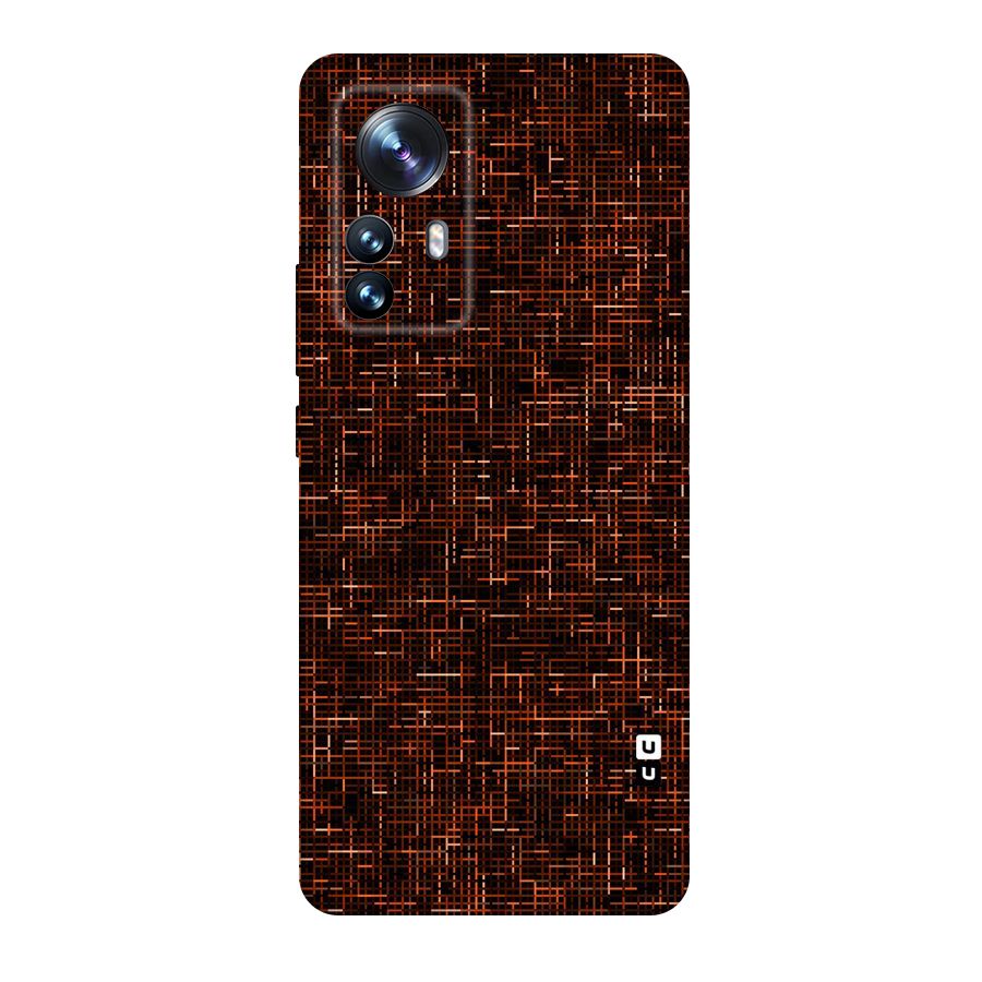 Criss Cross Brownred Pattern Original Polycarbonate Back Case for Xiaomi 12 Pro