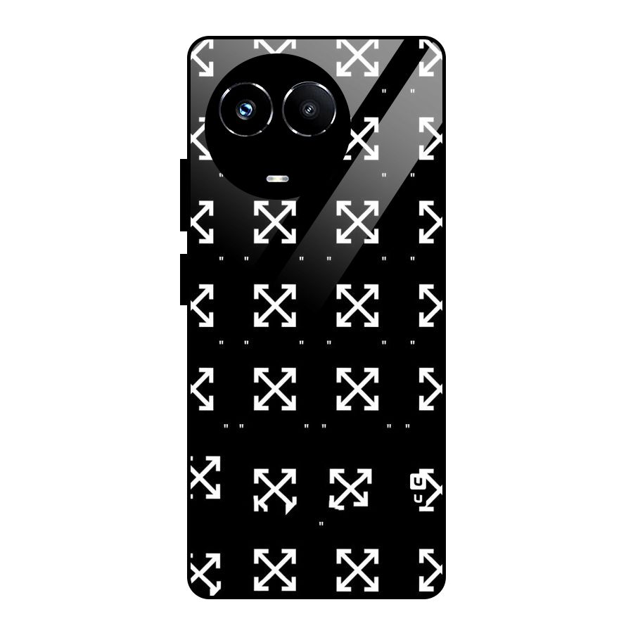 Cross Arrow Black Glass Back Case for Realme Narzo 60X
