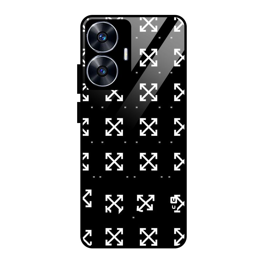 Cross Arrow Black Glass Back Case for Realme Narzo N55