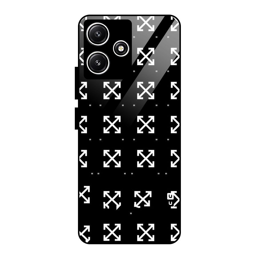 Cross Arrow Black Glass Back Case for Redmi 12 5G