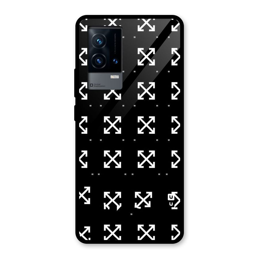 Cross Arrow Black Glass Back Case for iQOO 9 5G