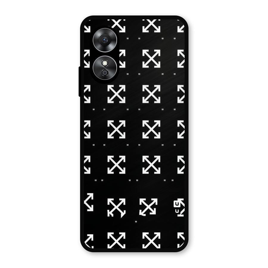 Cross Arrow Black Metal Back Case for Oppo A17