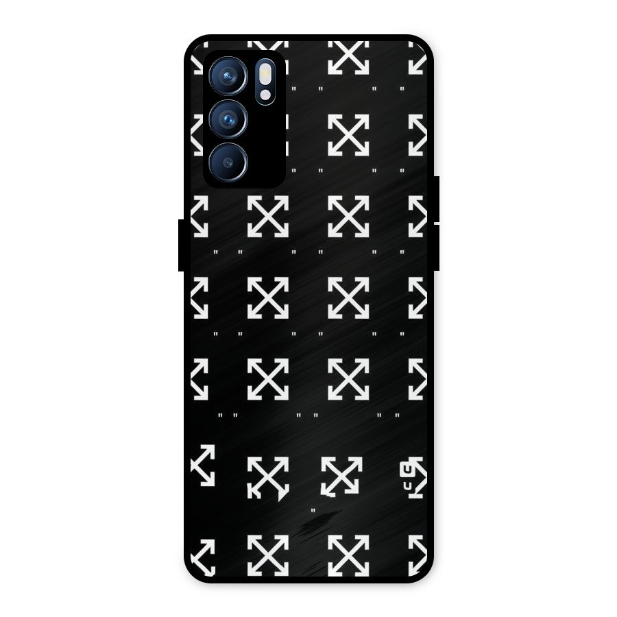 Cross Arrow Black Metal Back Case for Oppo Reno6 5G