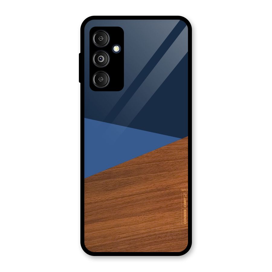 Crossed Lines Pattern Glass Back Case for Galaxy M14 5G