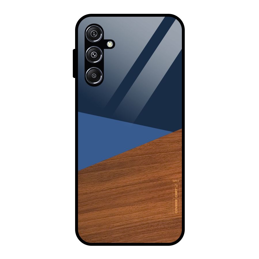 Crossed Lines Pattern Glass Back Case for Galaxy M34 5G