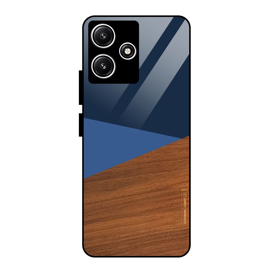 Crossed Lines Pattern Glass Back Case for Redmi 12 5G