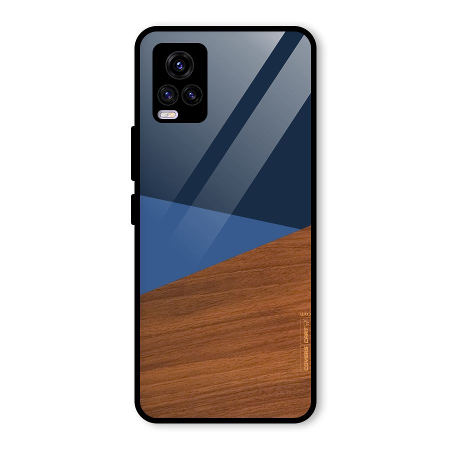 Crossed Lines Pattern Glass Back Case for Vivo V20 2021