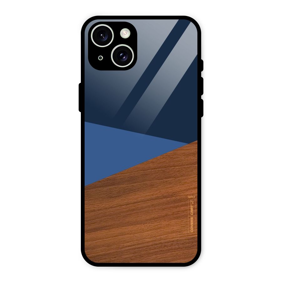 Crossed Lines Pattern Glass Back Case for iPhone 15 Plus